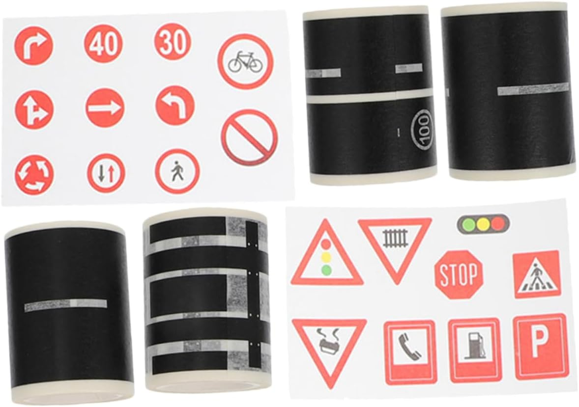 KOMBIUDA Adhesive Traffic Tapes Removable Road Stickers DIY Toy Railway Stickers Boys and Girls Decorative Traffic Sign for Playing image number 6