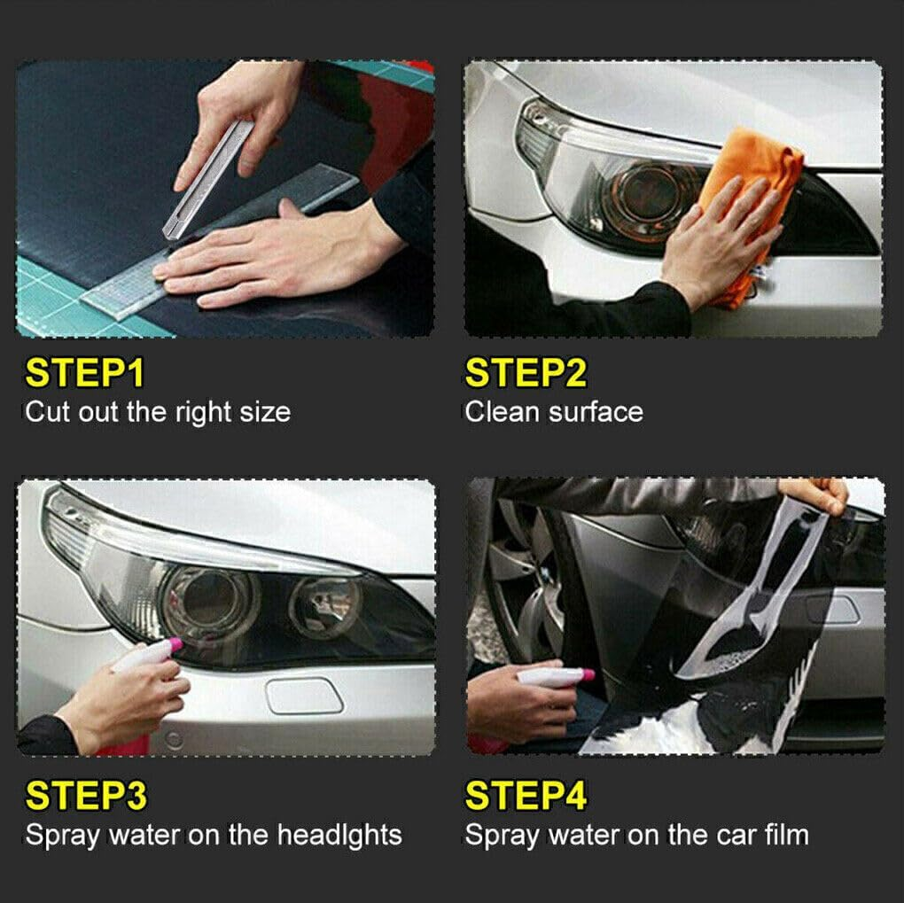 30CM X 200CM Dark Smoke Black Tint Film Forheadlights Taillights, Self Adhesive Car Vinyl Wrap Film Cover Sheet Roll, Car Accessories image number 6