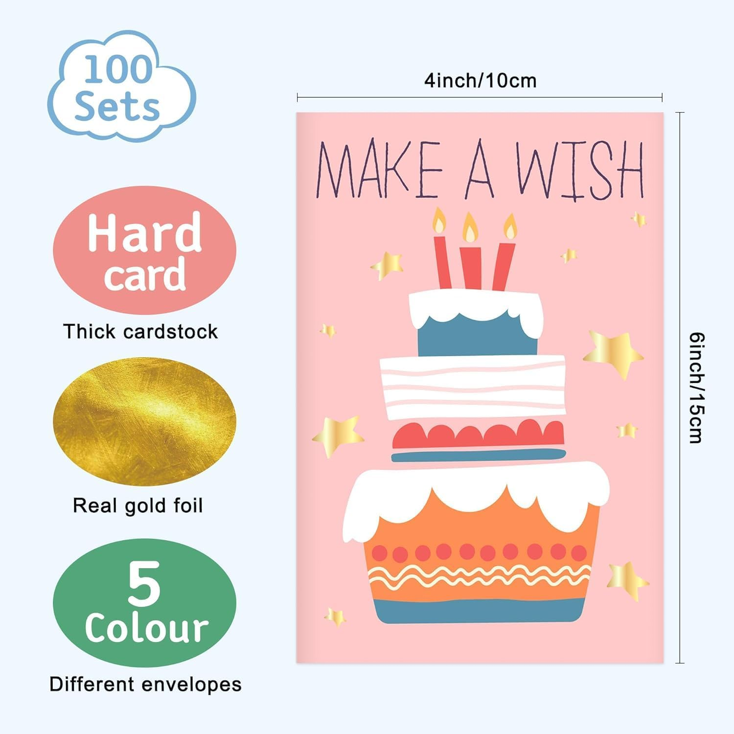100 Pcs Happy Birthday Cards Bulk with Envelopes, Box of Birthday Cards Assorted Birthday Cards Pack Funny Assortment Greeting Cards for Kids and Adults image number 5