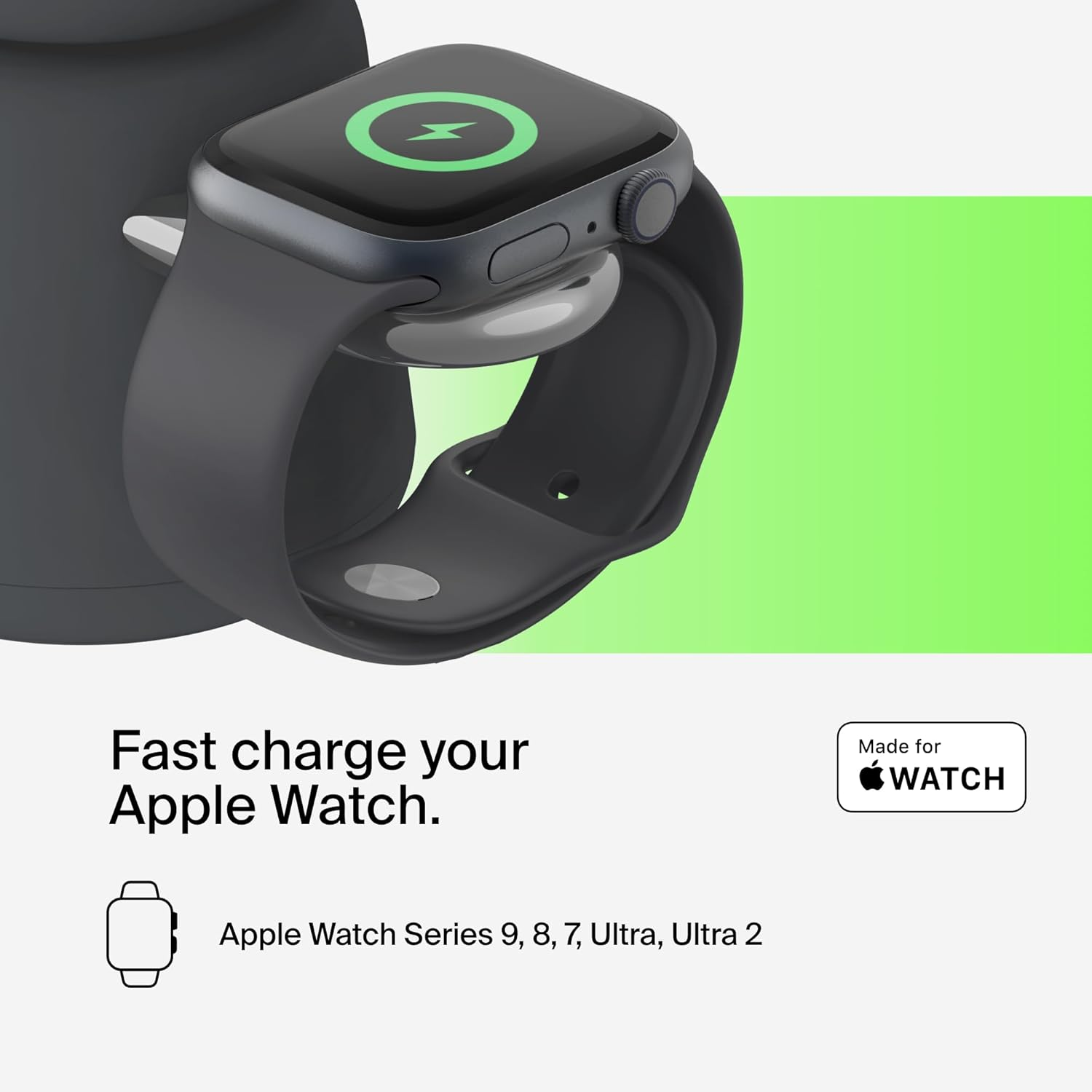 Belkin Magsafe Charger Compatible 2-In-1 Wireless Charging Dock 15W -Magsafe-Compatible Charger for Qi2, Apple Iphone 15, 14, 13, 12 Series, Airpods & Other Qi2 Enabled Devices, PSU Included &ndash;Charcoal