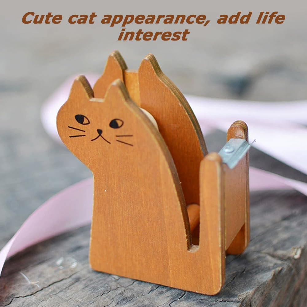 2Pcs Tape Dispenser, Cat Tape Holder,Unique Paper Tape Dispenser,Tape Storage Organizer,Cute Tape Cutter,For Home Office Desk Table Desktop Accessory Black Yellow image number 3