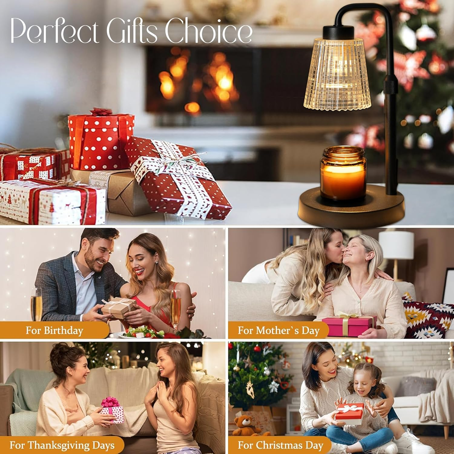 Candle Warmer Lamp with Timer Dimmable, 3 Timing Modes, Adjustable Height, Wax Warmer for Scented Wax for Home Decor Gifts with 2 Bulbs image number 1