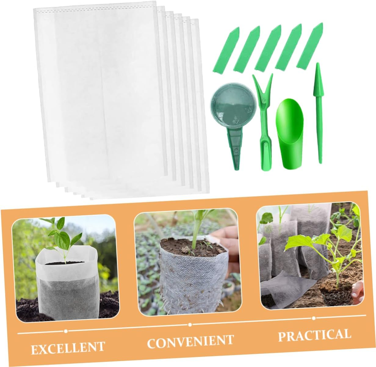 SUPVOX Planting Bags for Succulent Vegetable Herb Growing Non-Woven Plant Nursery Pouches Garden Supplies Grow Bags Flap Biodegradable image number 4