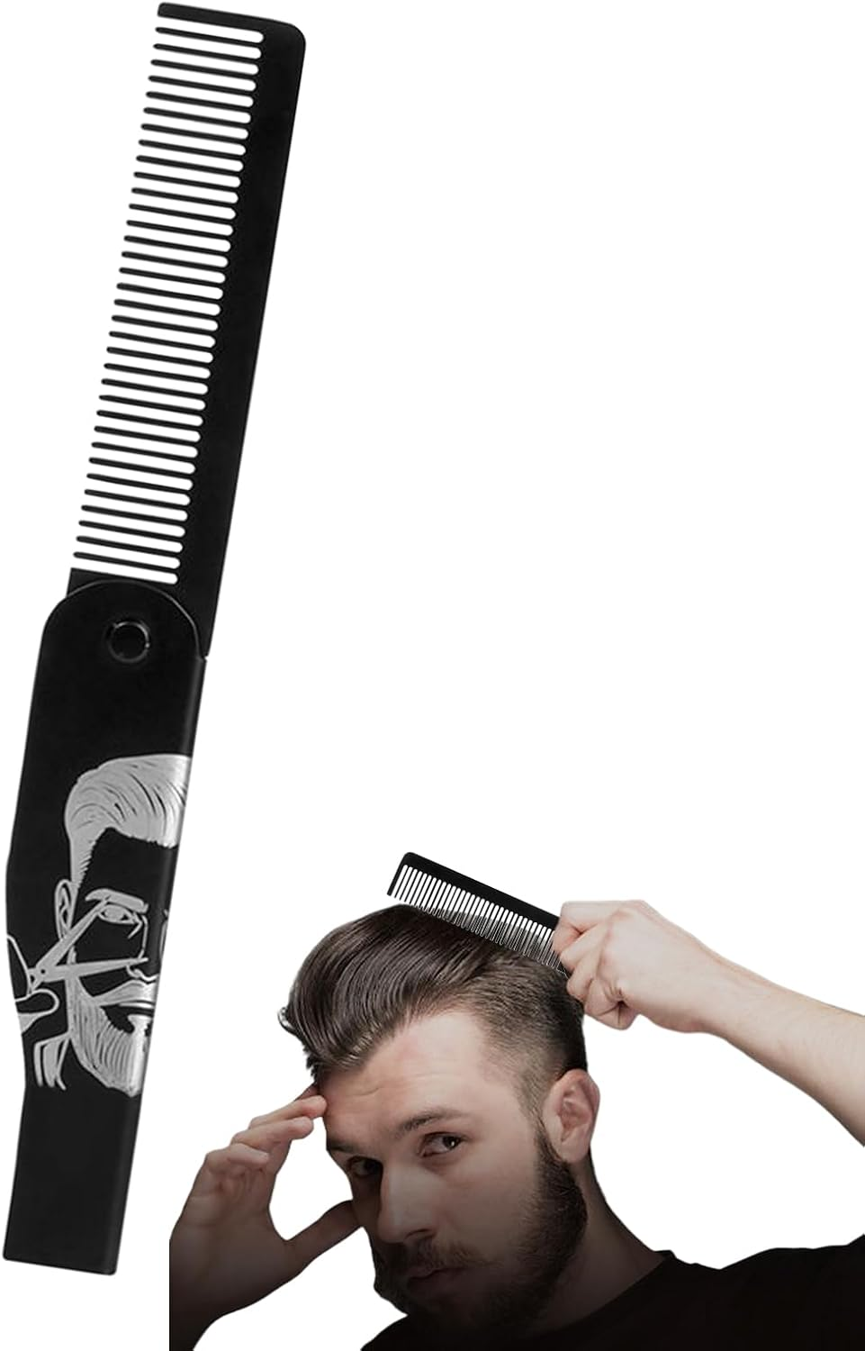 Beard Comb for Men | Dad Him Beard Brush,Foldable Stainless Steel Portale Brush for Home Grooming Men Dad Husband Styling Adult Travel