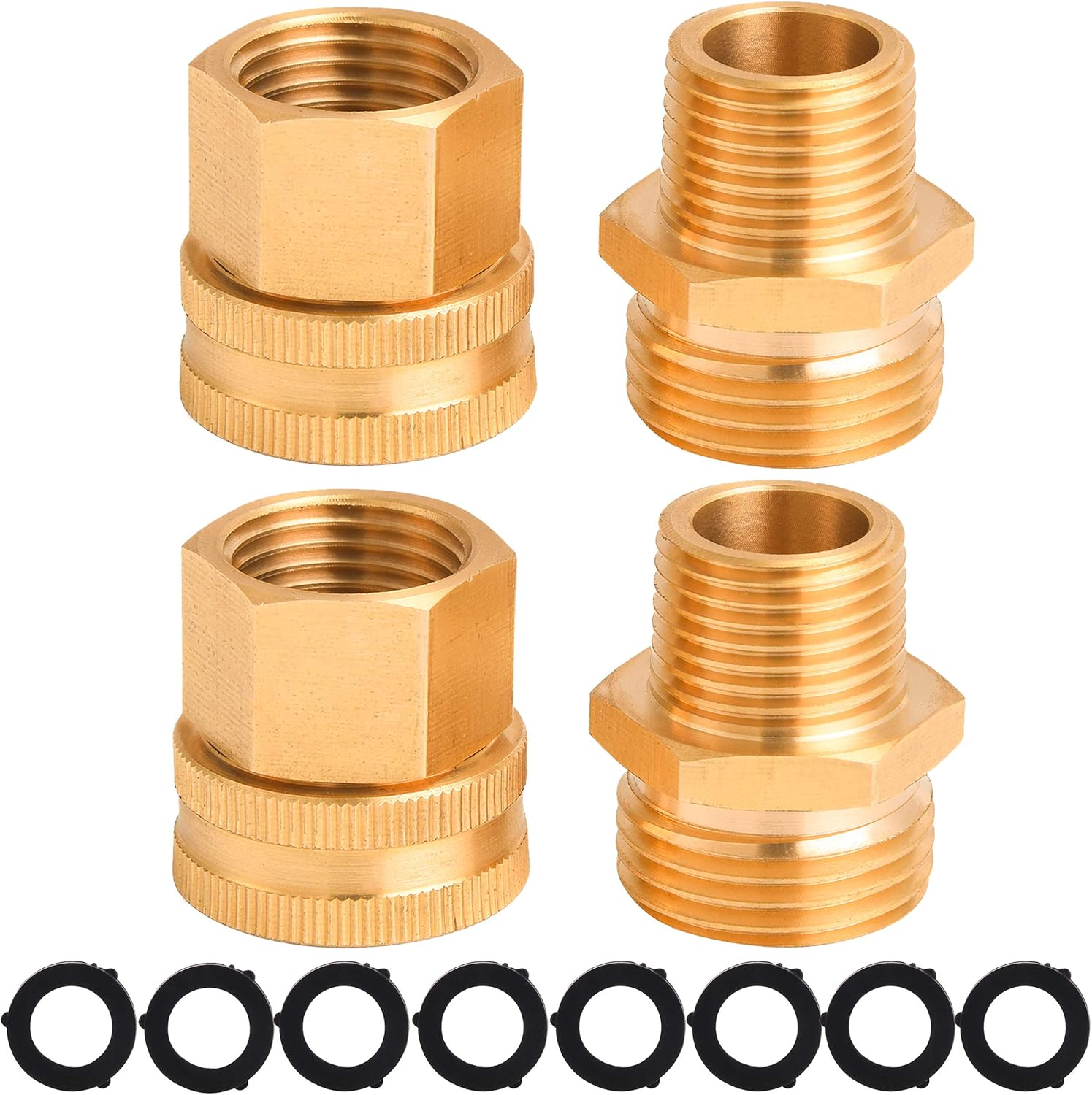 M MINGLE Garden Hose Adapter, 3/4 Inch GHT to 3/4 Inch NPT Brass Connector, with Extra 8 Washers