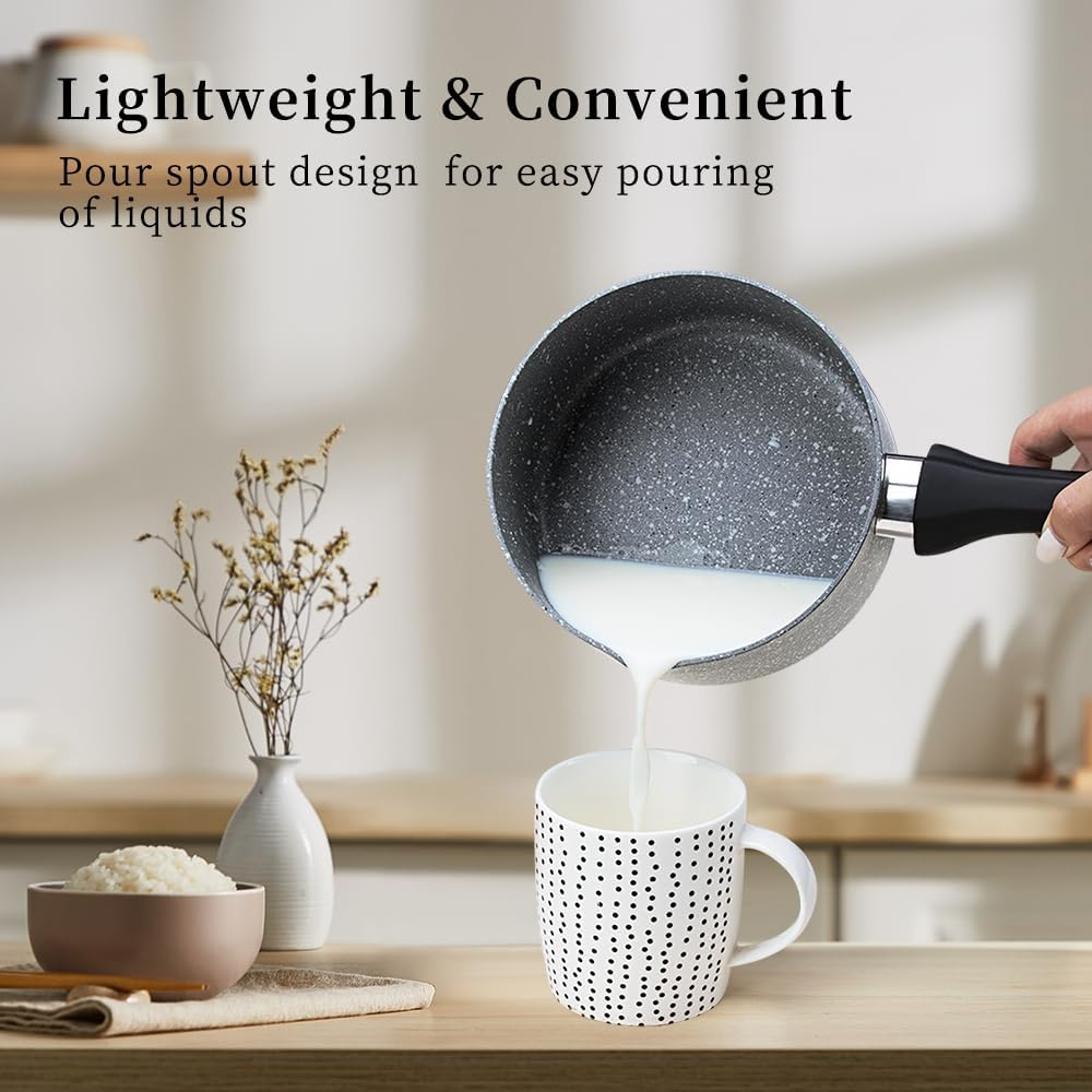 RELICE Nonstick Saucepan 1.6 Quart with Strainer Glass Lid Small Multipurpose Pasta Pot Stay-Cool Handle Kitchen Cookware for Soup Milk Noodle, Induction Comptable, PFOA Free 2025 New (16 Cm) 1.5L image number 2