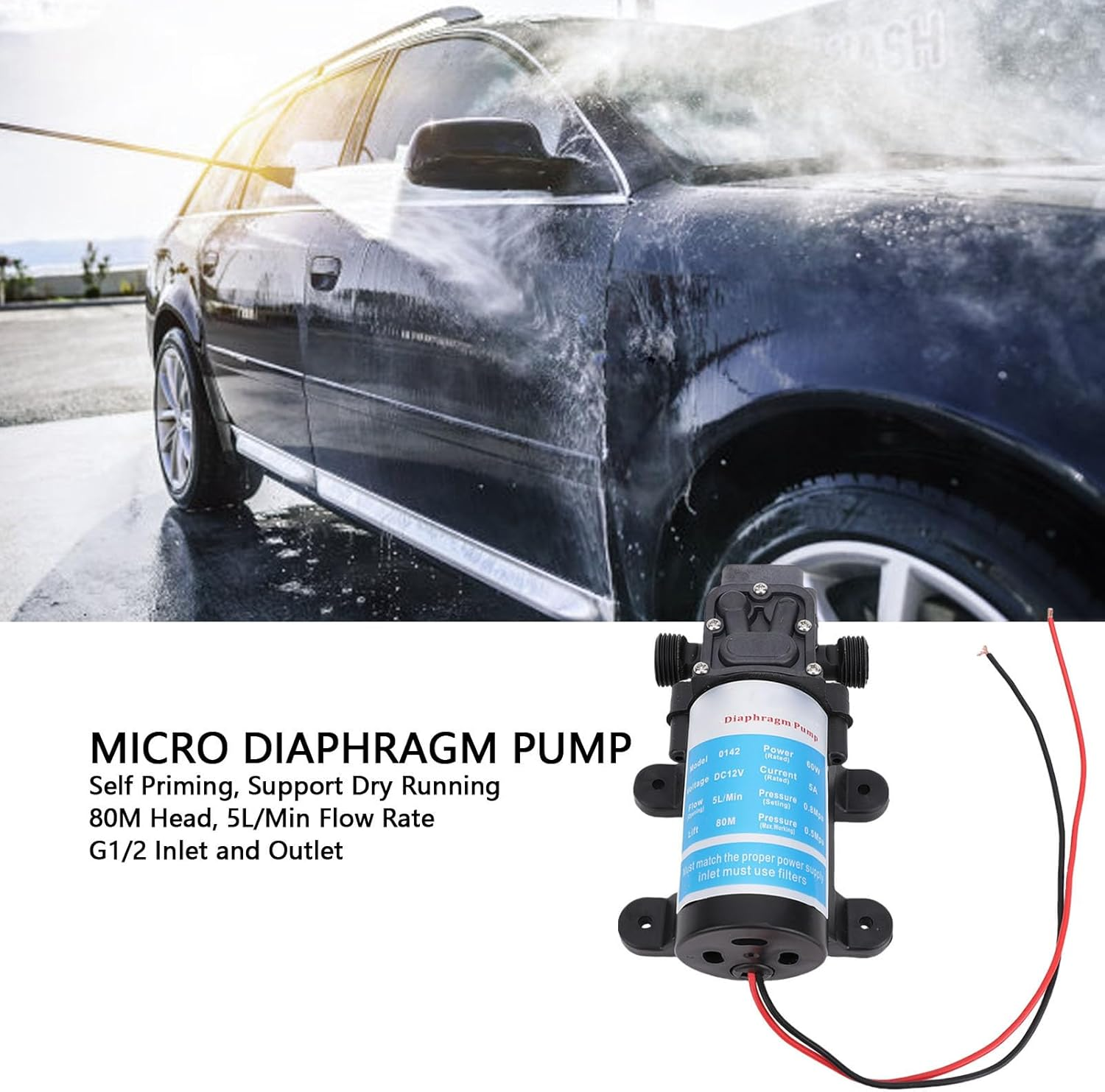 Generic RV Water Pumps, 4 GPM 45PSI 12V DC on Demand Self Priming Diaphragm Pump with Pressure Switch, RV Fresh Water Pumps, Water Pressure Pump for RV, Boat, Yacht, Caravan, Garden image number 4