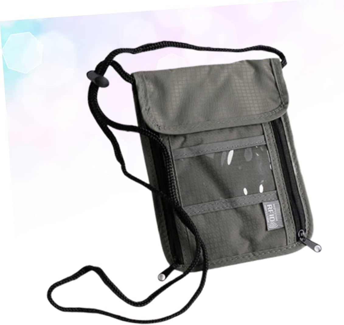 MUELODSIC Travel Wallet Bag Passport Holder Neck Hanging Credit Phone Case for Women Grey image number 3