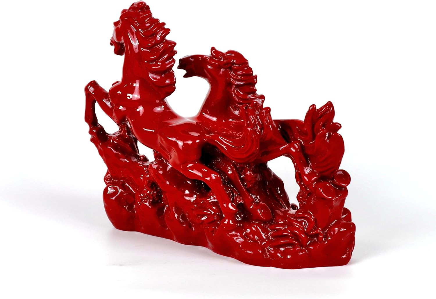 Indian Impressions | Vastu Red Resin Horses Figurine - Enhancing Energy, Success, Vastu-Compliant,Elegant Home Decor, Feng Shui, Spiritual Energy Booster