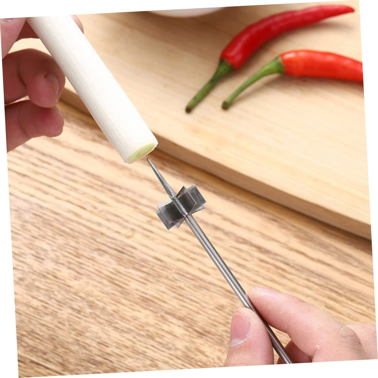 Generic Plum Blossom Onion Cutter and Vegetable Shredder Stainless Steel Kitchen Chopper for Scallions Easy to Use Onion Slicer for Cooking and Meal Prep