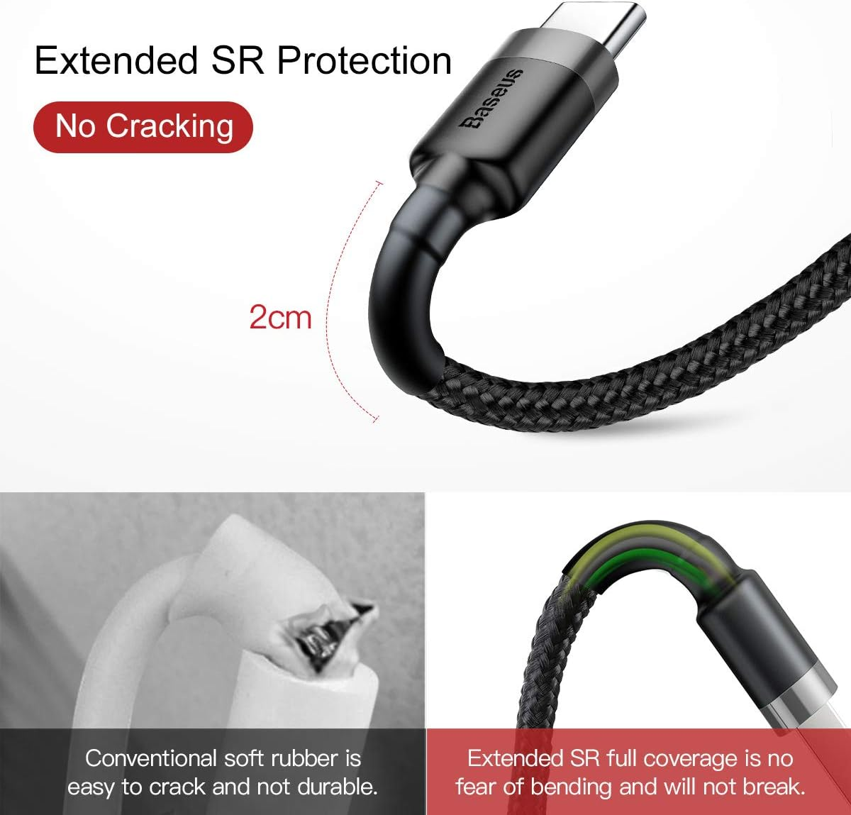 Baseus 6953156278233 Baseus Cafule Type-C Cable 200Cm Grey/Black image number 1