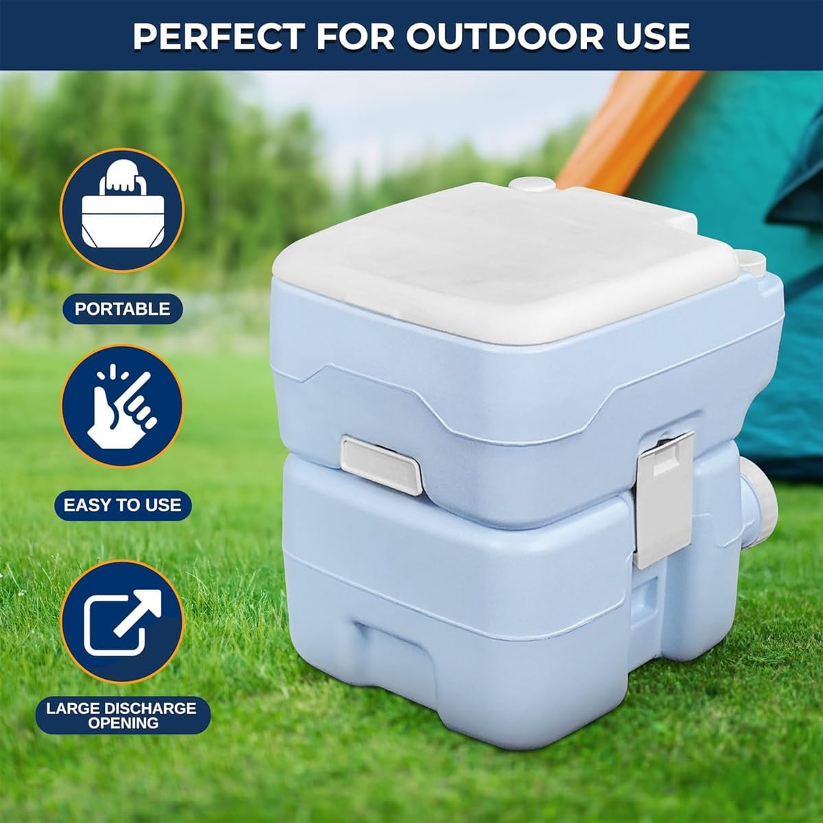 AIMALL 20L Portable Toilet &ndash; 16.53&times;16.33&times;14.37In Marine & Outdoor Toilet, Water-Saving Deodorizing, Detachable for Camping, Boating & Emergency Use image number 4