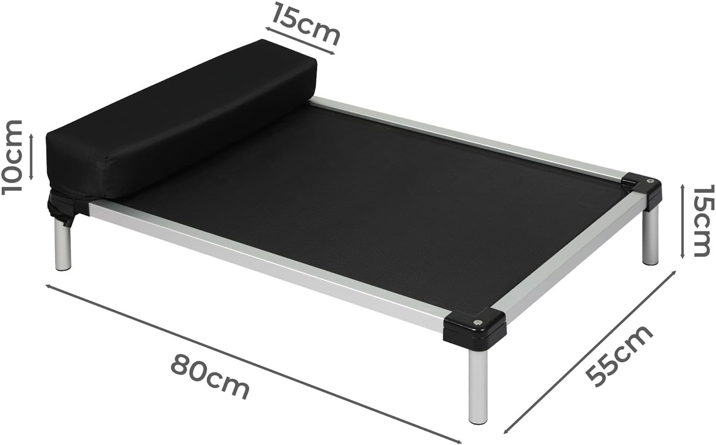 Pawz Elevated Dog Beds,Raised Pet Trampoline with Aluminum Frame,Chew Proof,No-Slip Feet,Durable Supportive Teslin Mesh/Oxford Cloth,Breathable,Indoor and Outdoor Use, Pillow Support image number 3