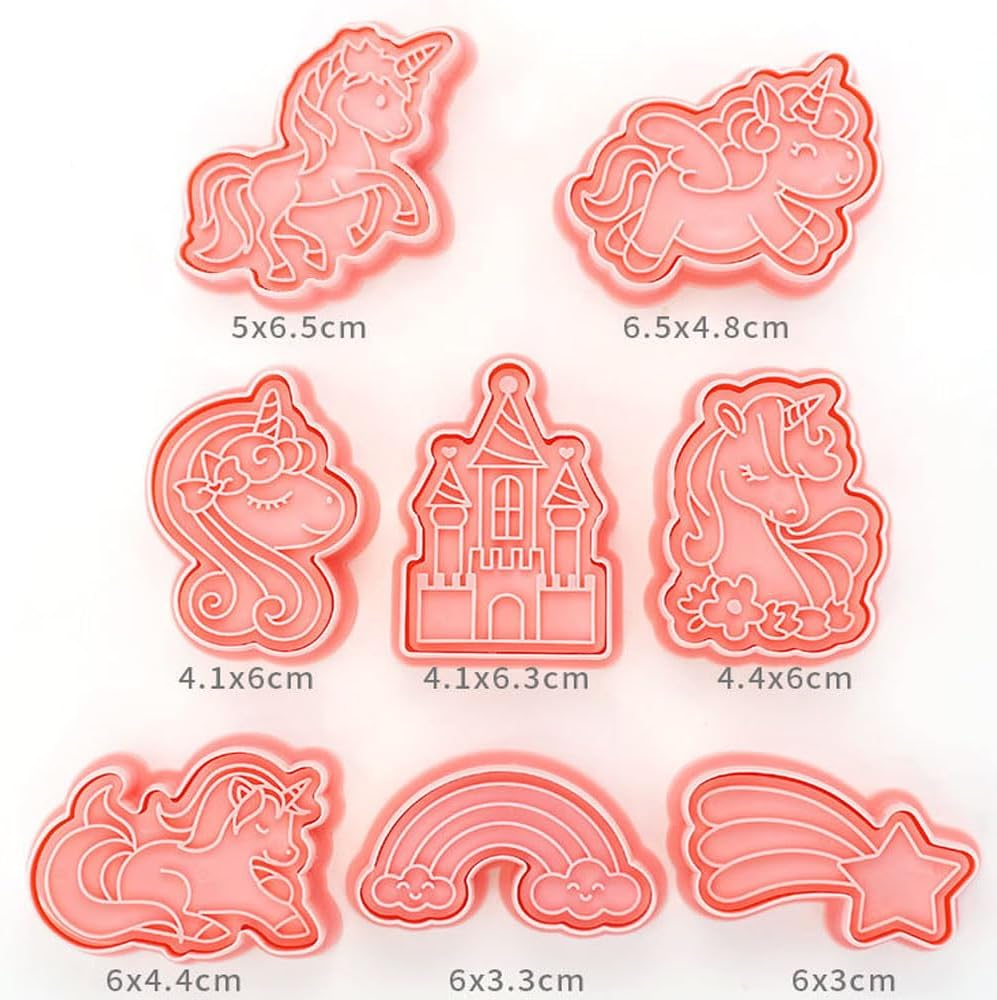 8Pcs 3D Easter Cookie Cutter Set, Cookie Mold,Cute Cartoon Shapes Cookie Cutter (Unicorn) image number 2
