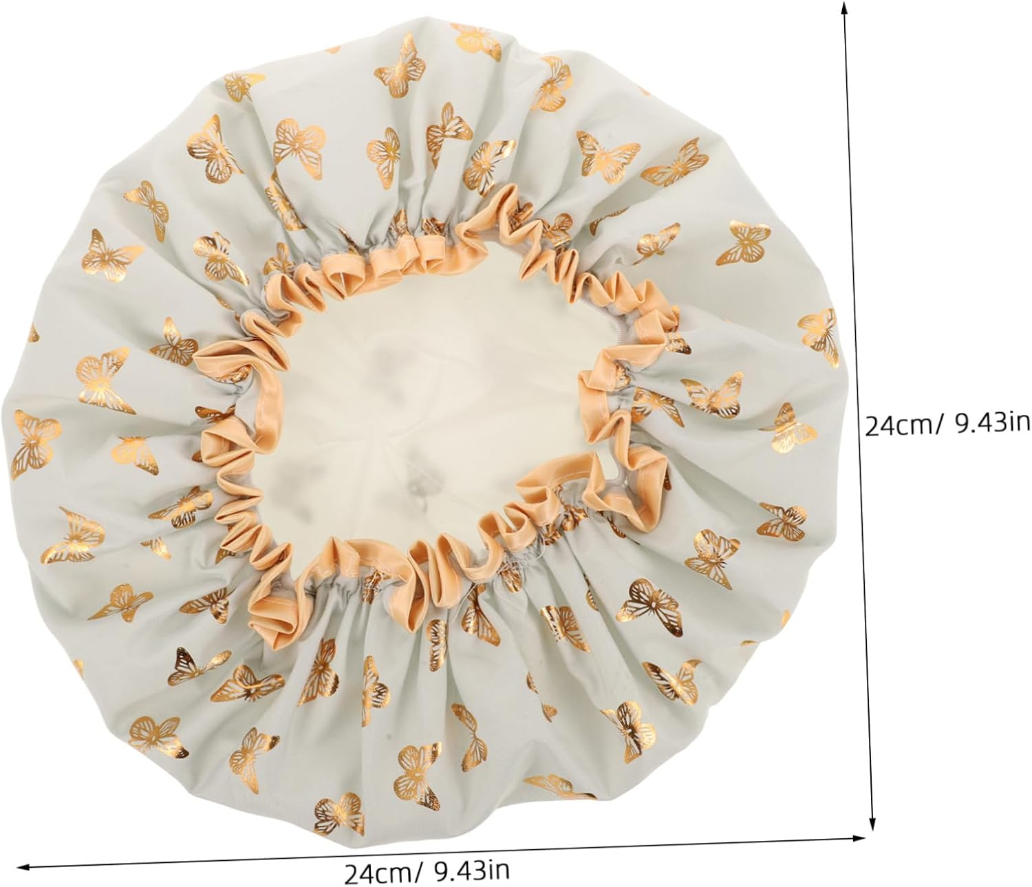 OATIPHO Double Layer Elastic Shower Cap for Women, Waterproof Bath Hair Cover, Extra Large Hair Cap for Bathing and Cooking, Light Green Bath Bonnet for Home Use - Black image number 2