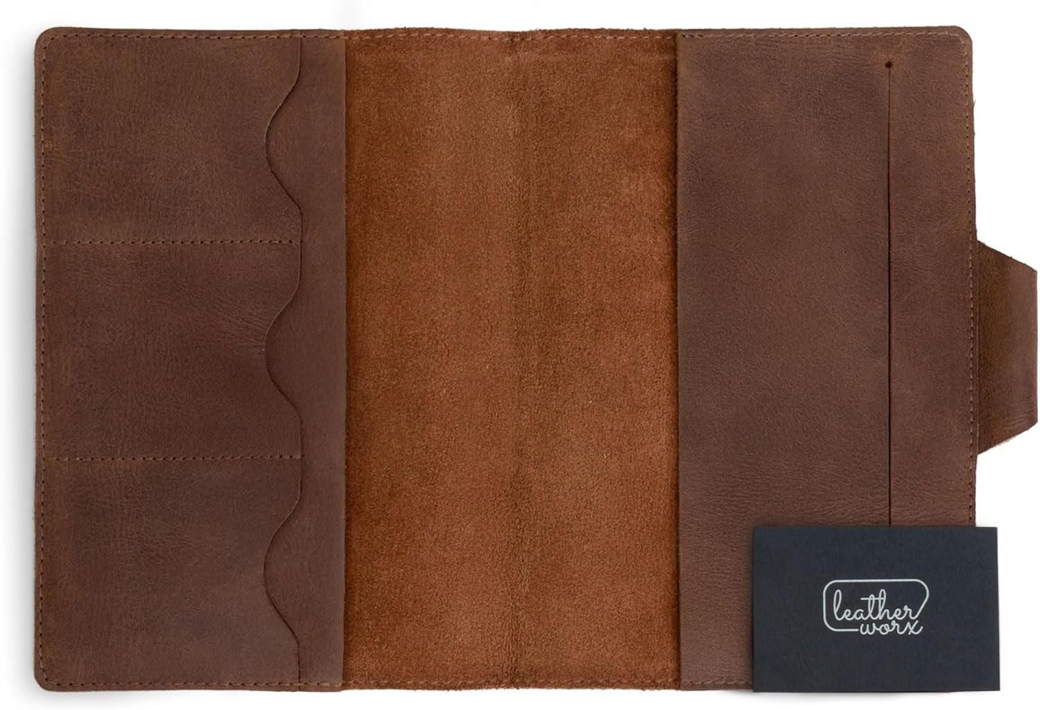 Leather Worx, Leuchtturm A5 Notebook Cover with Card Slots Handmade from Full Grain Leather (Notebook Not Included) - Sturdy, Perfect for Storing Journal - Classy, Minimalist Style - Bourbon Brown image number 5