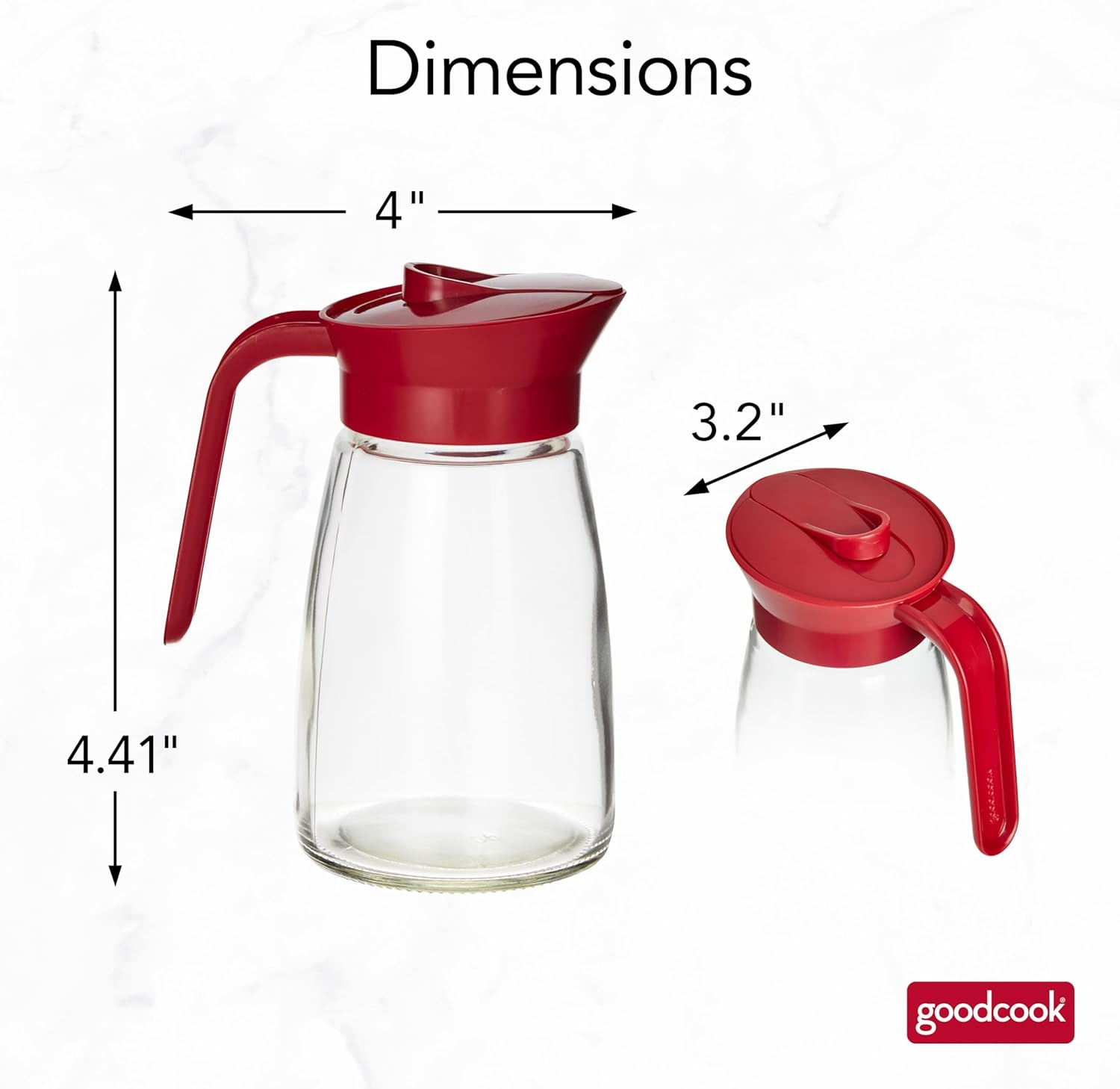 Goodcook 12 Oz. Glass Syrup Dispenser with Lid, Clear/Red image number 2