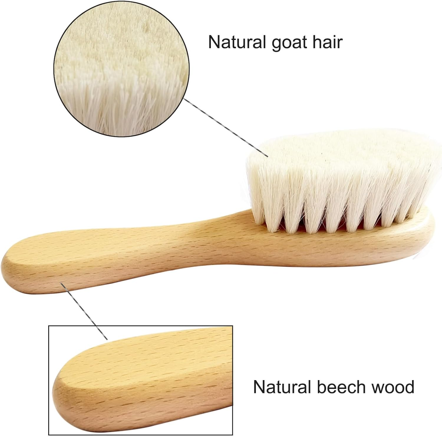 Baby Hair Brush with Wooden Handle and Comb Set for Newborns & Toddlers | Natural Soft Goat Bristles L Wood Comb L Purple Silicone Brush| Ideal for Cradle Cap (3 Piece) image number 3