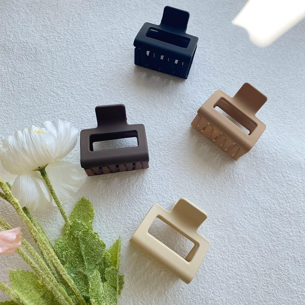 4PCS Hair Clips Set - Small Neutral Color Matte Claw Clips for Thin and Thick Hair, 2 Square Hair Accessories for Women image number 5