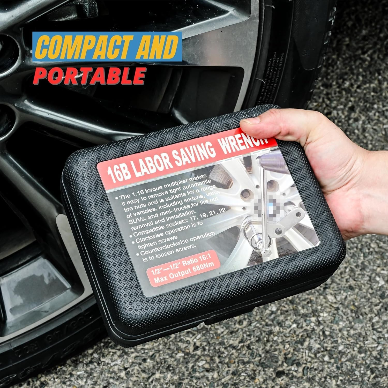 1/2&rdquo; DR Torque Multiplier Set, Lug Nut Removal Tool, 1/2 Drive Hand Lug Nut Wrench, Torque Wrench Set with 3 Sockets, Labor Saving Portable Wrench Sockets Set image number 4