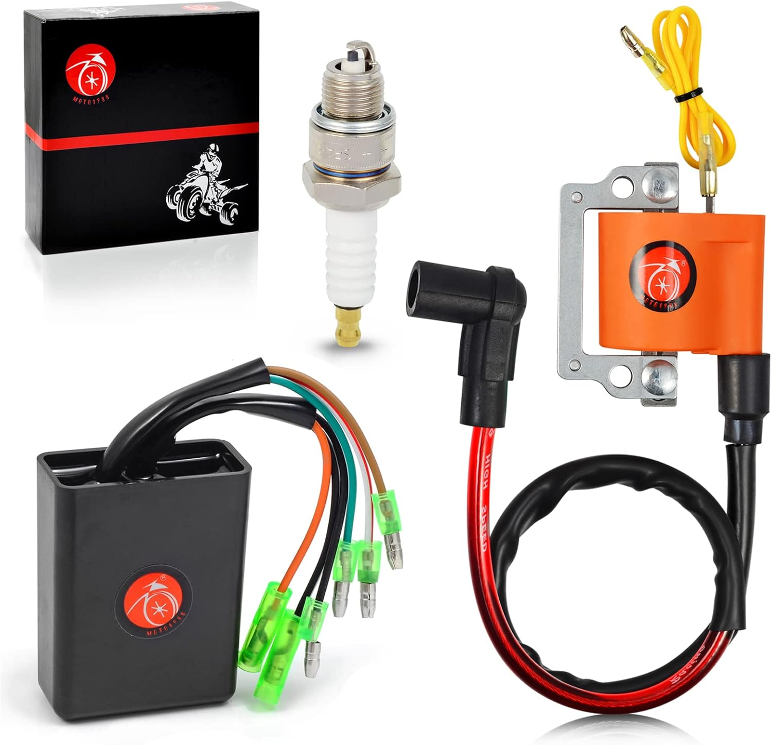 MOTO1988 Igniter CDI and Ignition Coil & Spark Plug for Yamaha G1 Gas 2 Cycle Golf Car Cart 1979-1986 J10-85540-20-00 355-82310 image number 2