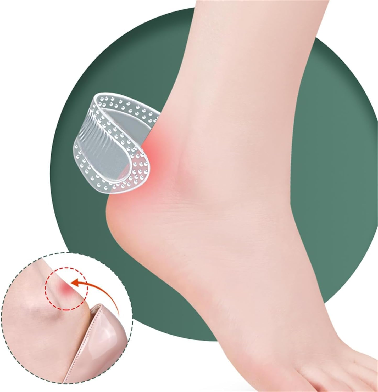 JOWILIN Clear Heel Grips, 2 Pairs Soft Silicone Heel Pads, Prevent Slipping and Rubbing, Self-Adhesive Heel Cushion Inserts, Reusable Anti-Slip Gel Heel Protector for Women for Loose Shoes image number 6