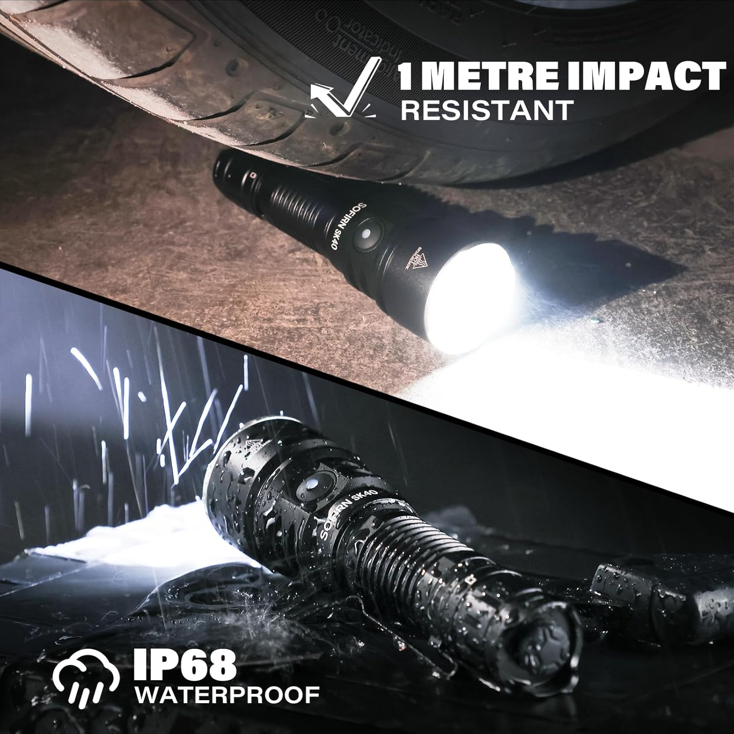 Sofirn SK40 Tactical Torch 3200 Lumens, Rechargeable EDC Flashlight with 580 Meters Long Throw, Dual Switches LED Flash Light Spotlight for Camping Hiking Hunting Searching image number 4