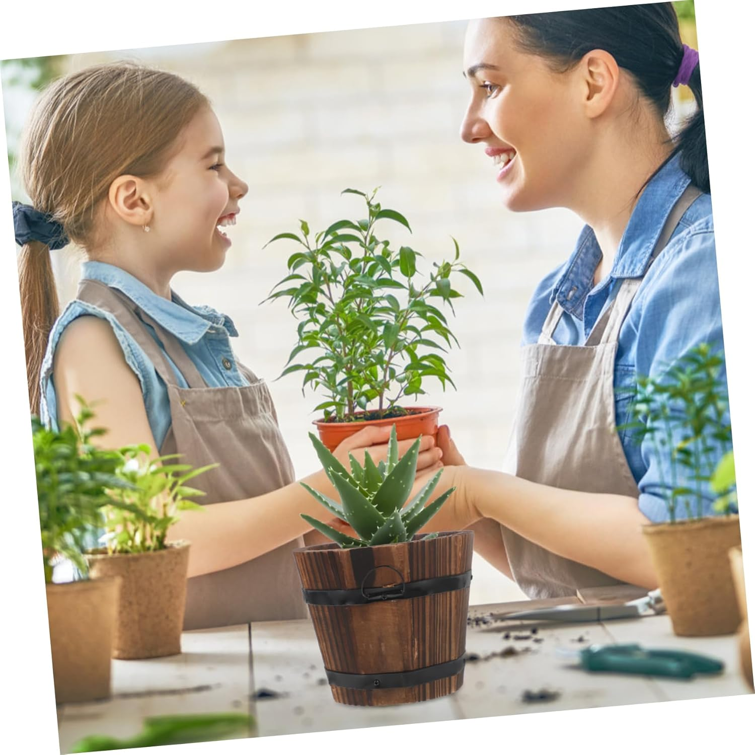 Whiskey Barrel Decor Planter Pot Wood Vegetable Pot Potato Planter Holder image number 1