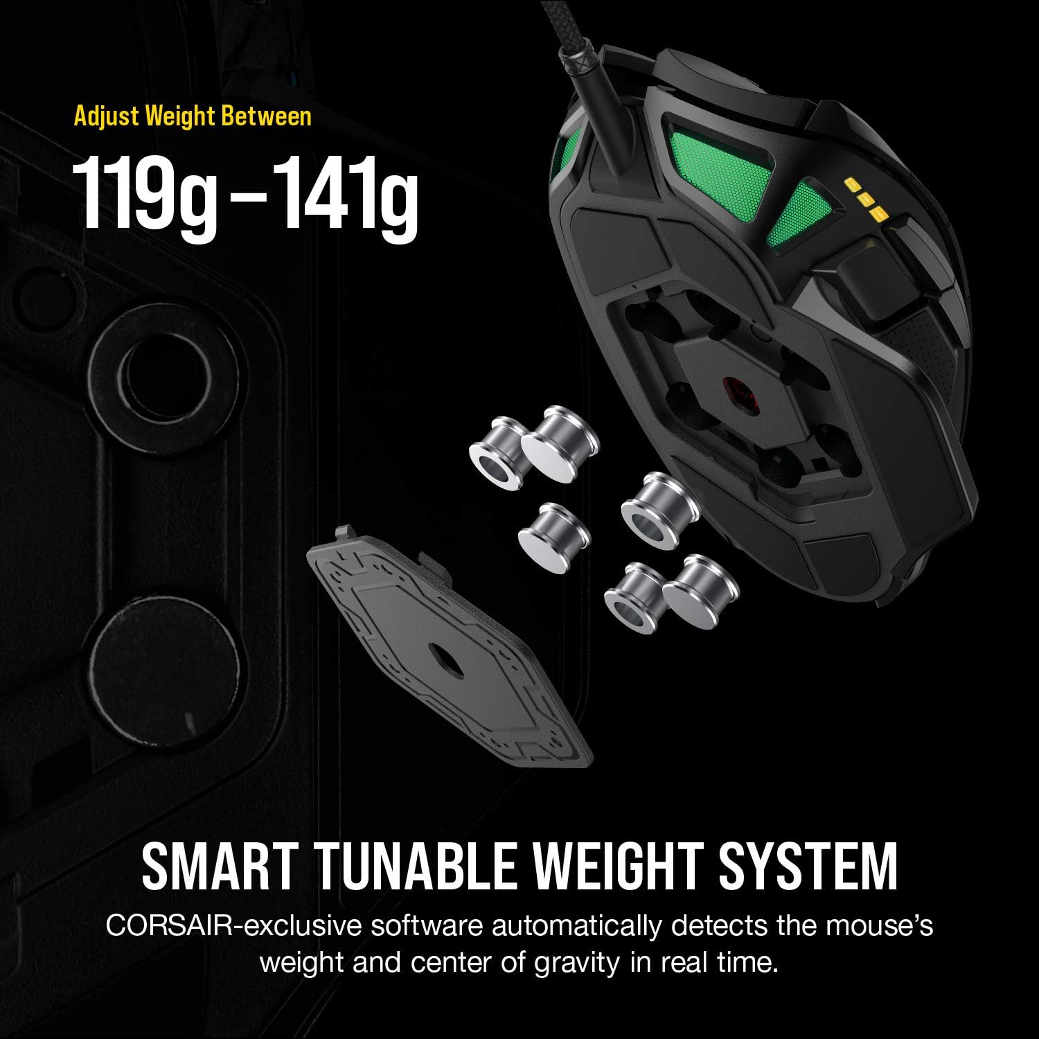 Corsair Nightsword RGB - Comfort Performance Tunable FPS/MOBA Optical Ergonomic Gaming Mouse with Backlit RGB LED, 18000 DPI, Black image number 3