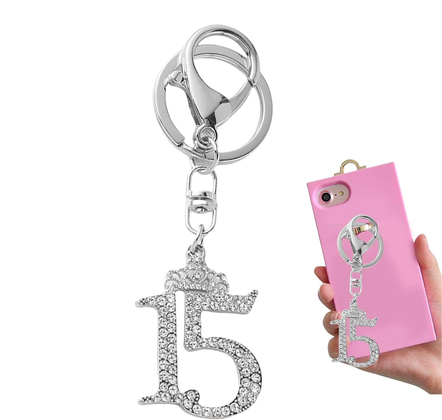 Cute Keychain Charm, Cute Keychain,Sag SHORT PENDANT NUMBER 15 - Fashion Handbags Backpack Charm, Bag Pendant for Women Girls - Gold image number 6