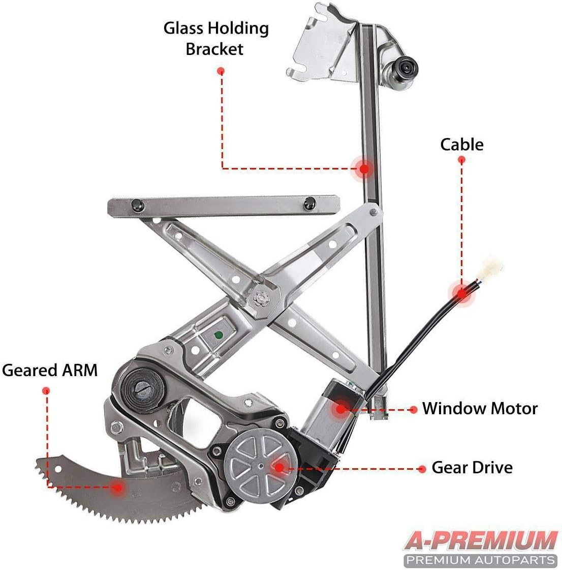 M-Online Front Right Hand Side Power Window Regulator with Motor for Subaru Forester SG SG9 2003-2008 image number 2