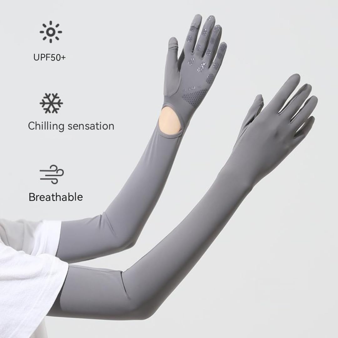 Catchu Sun Protection Long Gloves, Touchscreen Arm Sunblock Driving Gloves, UPF 50+ Sunscreen for Outdoor Sports Cycling Summer Gloves 2 Pairs image number 3