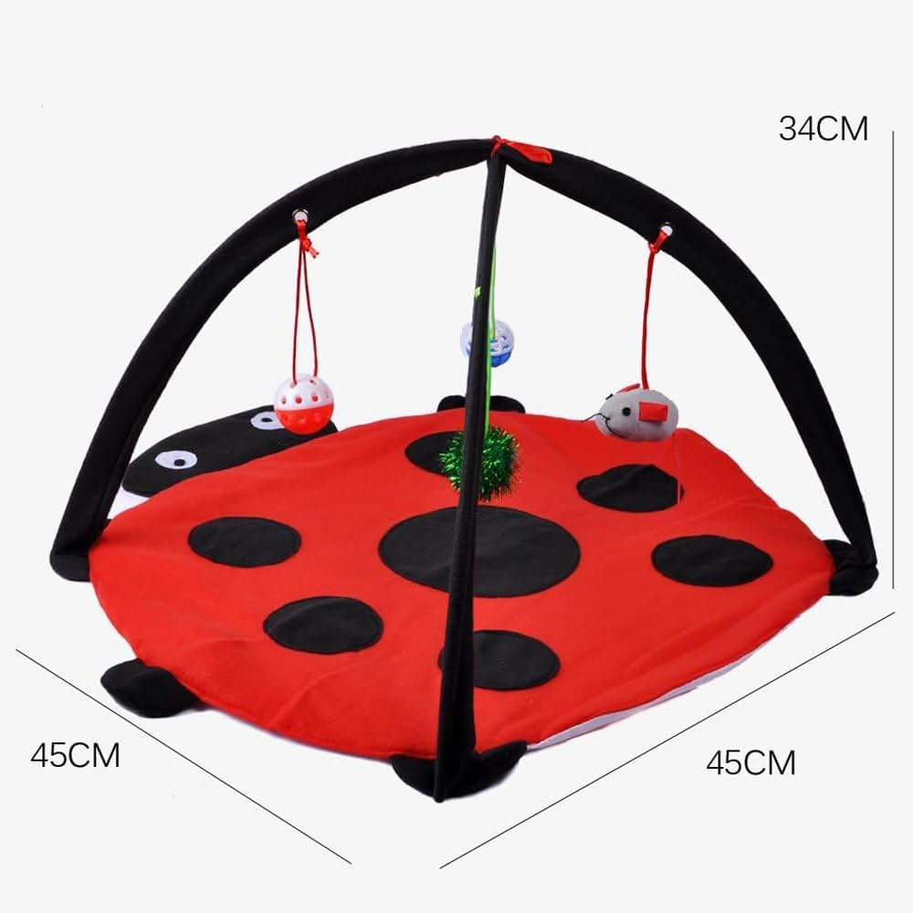 Cats Hammock, Foldable Cat Bed Mat, 45 * 45 * 34Cm, Washable, Cat Activity Center, Helps Cats Get Exercise Stay Active, Red and Black image number 2