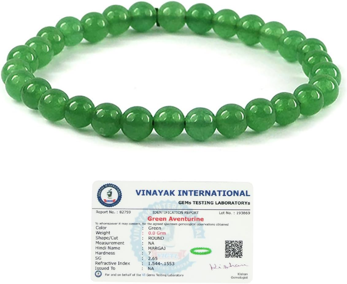 Reiki Crystal Products Certified Green Aventurine Bracelet Reiki Healing Crystal Stone 6 Mm Bracelet, Charged by Reiki Grandmaster & Vastu Expert - Unisex Adult, Standard, Crystal Stone, Green, image number 2