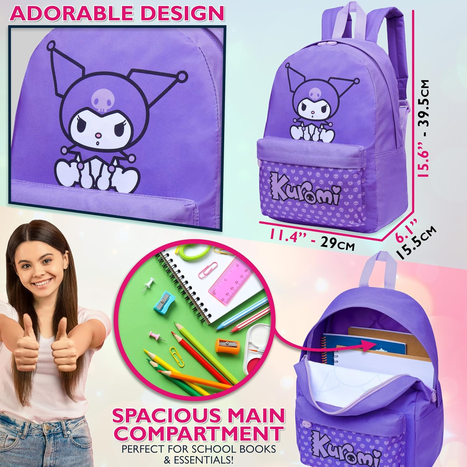 Hello Kitty Sanrio Backpack for Girls Tweens Kawaii Rucksack School Bag Daypack Teens Travel Bag Days Out PE Sports Anime Gifts