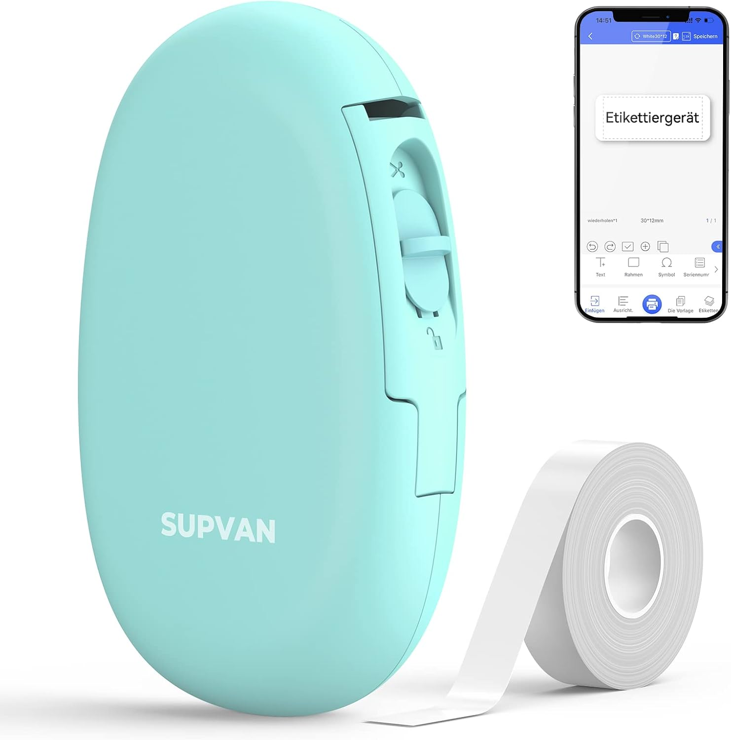 SUPVAN E10 Upgraded Label Maker Machine, Portable Label Printer, Compatible Android & Ios, Bluetooth Thermal Labelling Machine for Home, School, Office Organization, Cyan - E10 Green2 image number 6