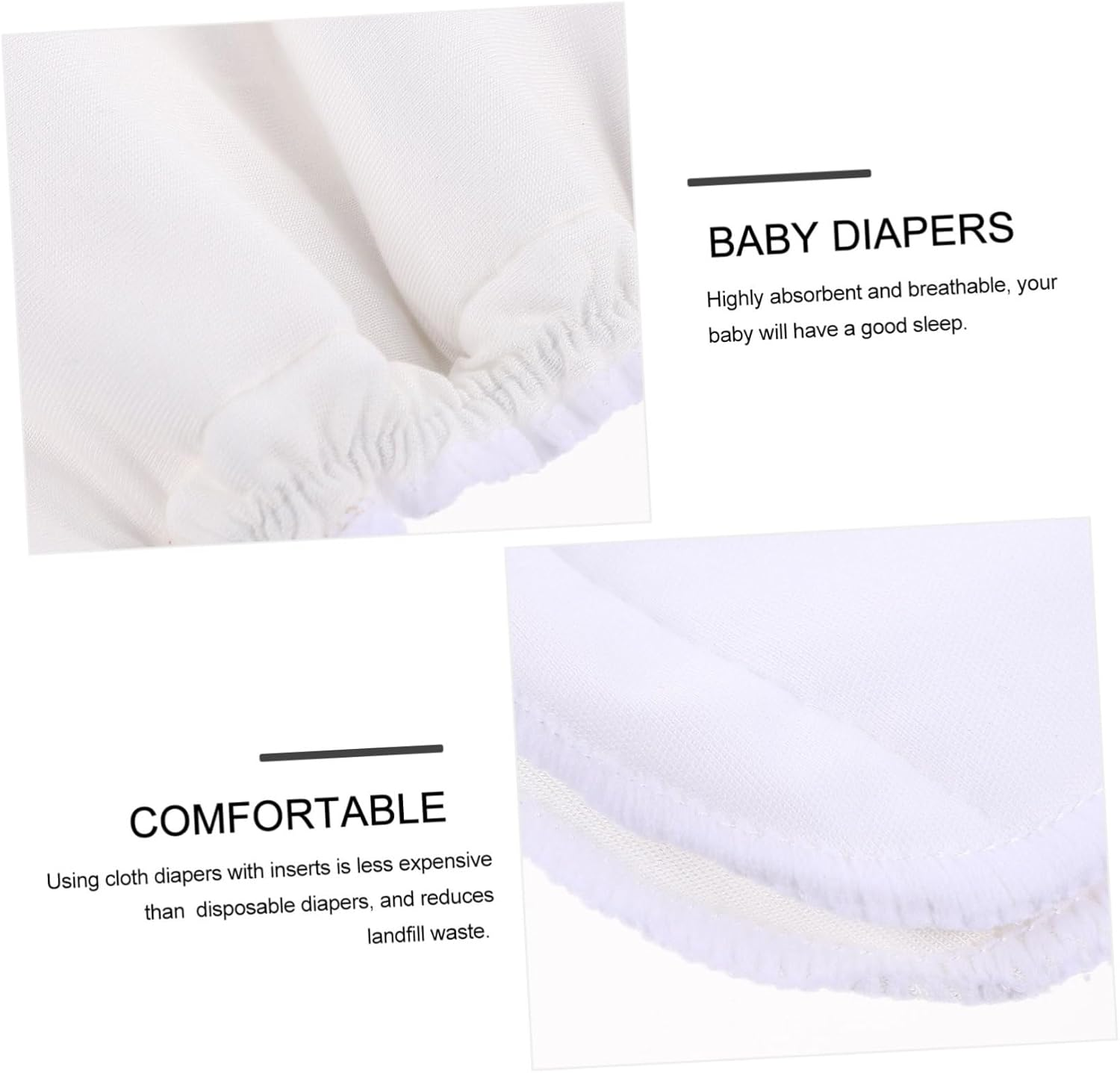 Generic 6Pcs Bamboo Charcoal Changing Mat Nappy Inserts Diapers Products Supplies Urinal Pads Bamboo Fiber White image number 5