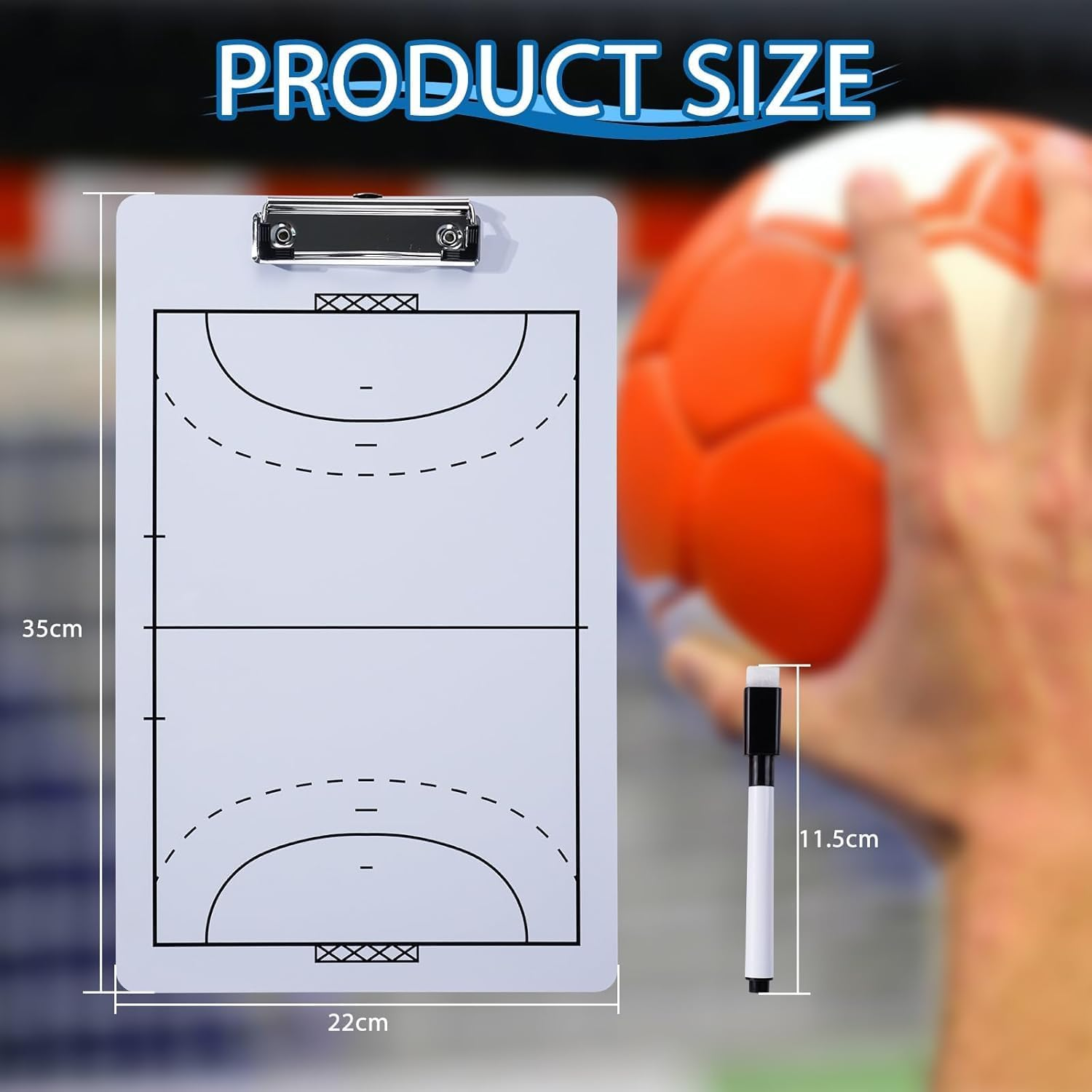 Double-Sided Dry Erase Coaches Clipboard, 1Pc Handball Coach Marker White Board,Dry Erase Clipboard Handball Board for Match Markers image number 6