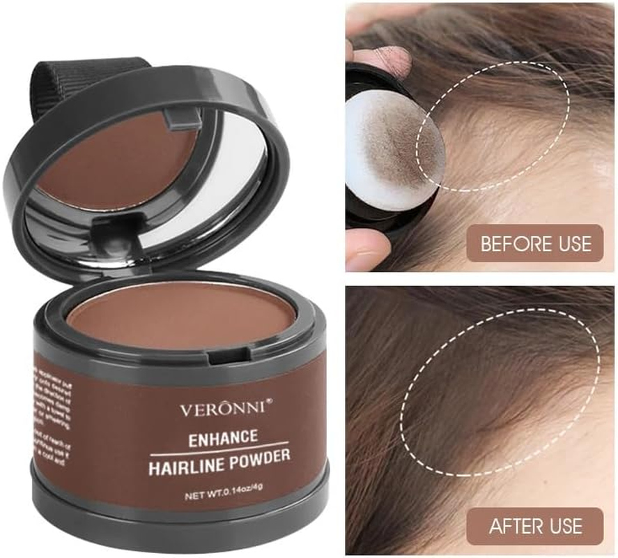 VERONNI Hairline Powder, Root Cover up Hairline Powder for Thinning Hair Women Men Eyebrows, Beard Line,Waterproof Long Lasting Hair Shadow Powder (Medium Brown, 13) image number 5
