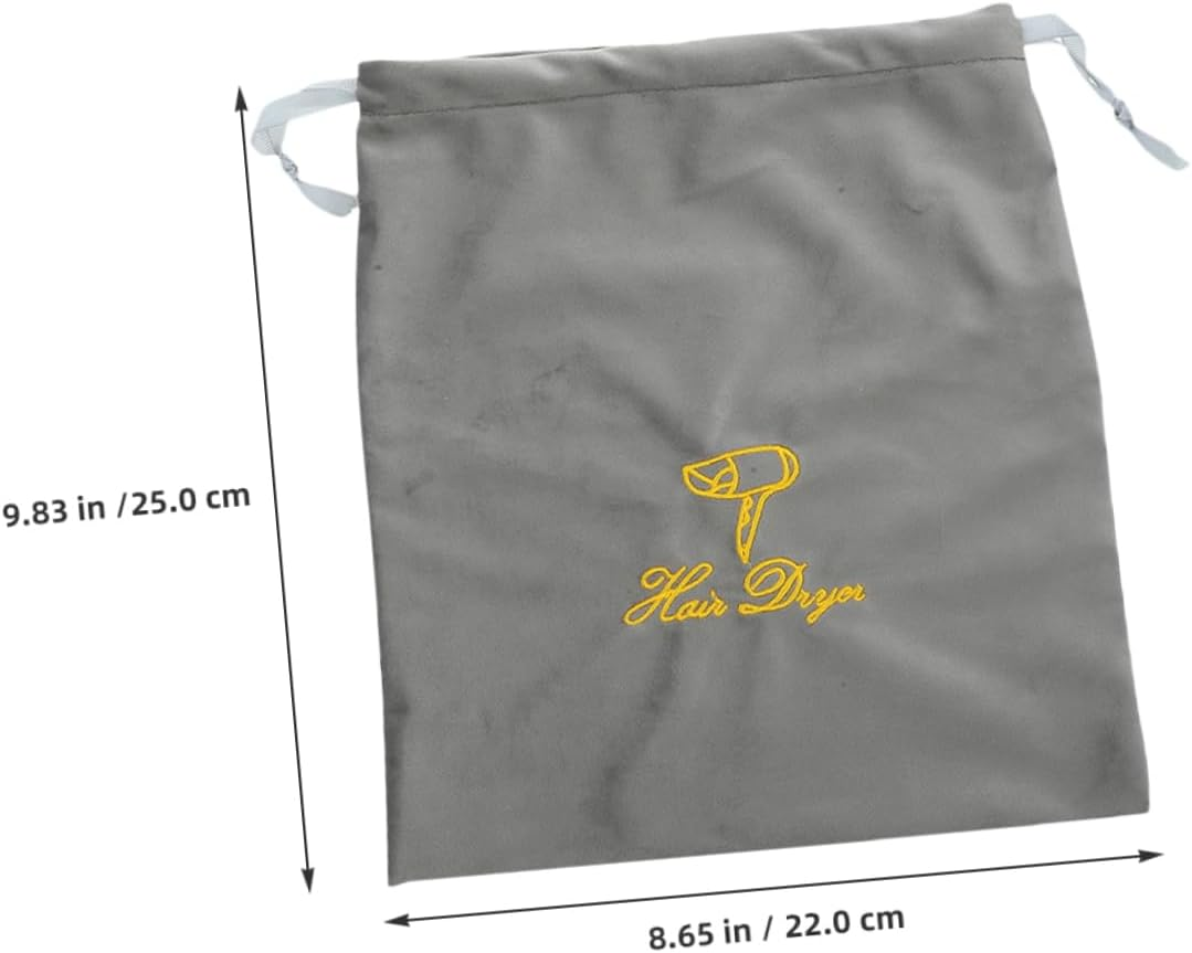 DONFAMDS 2Pcs Drawstring Hair Dryer Storage Bags Classic Grey Portable Blow Dryer Organizer Pouch for Travel Home Hotel Use image number 6