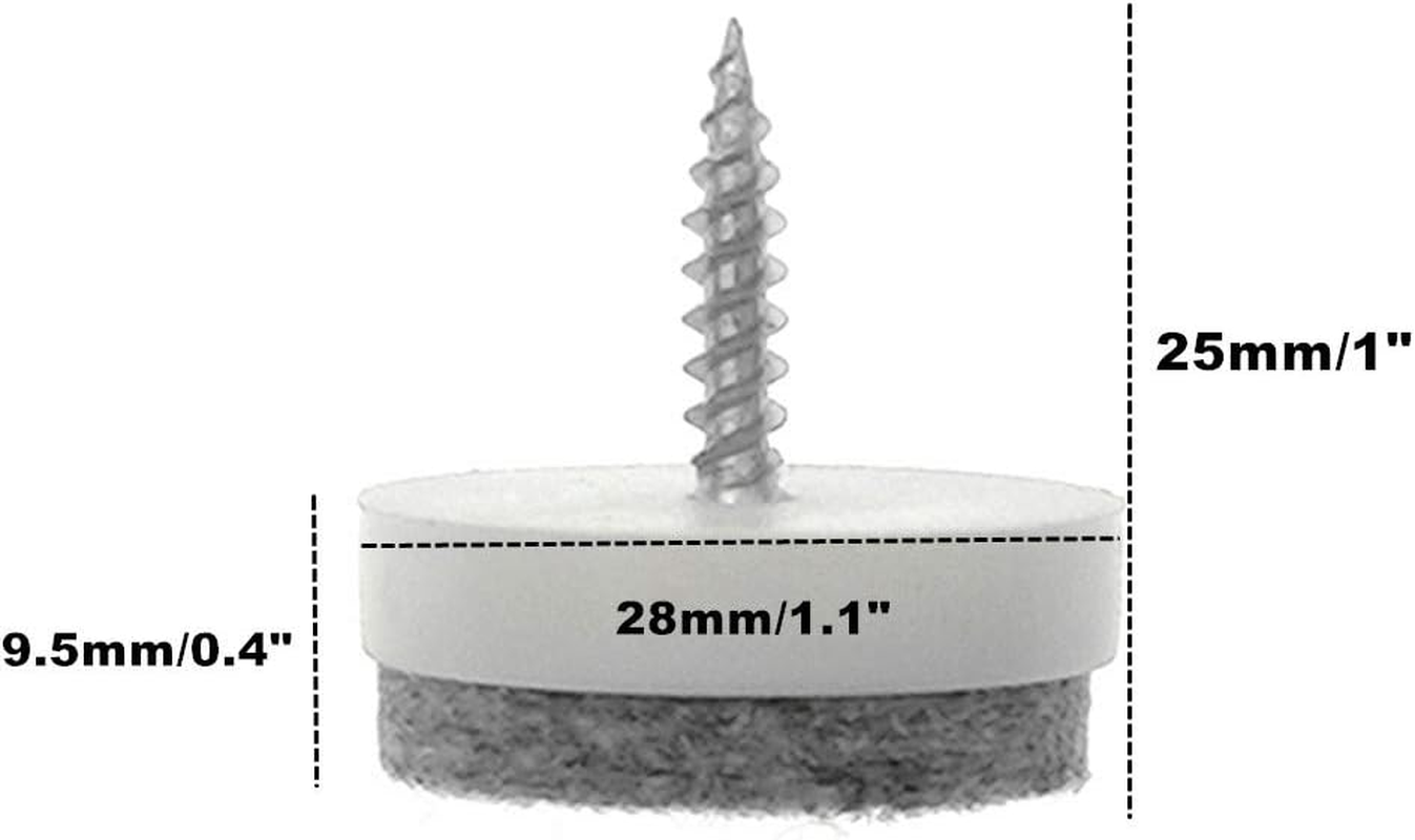 40Pcs Furniture Glide,Screw-On Felt Pad Slider Floor Protector for Wooden Leg Feet of Chair Tabel Sofa(&Phi;28Mm or 1.1",White) image number 2