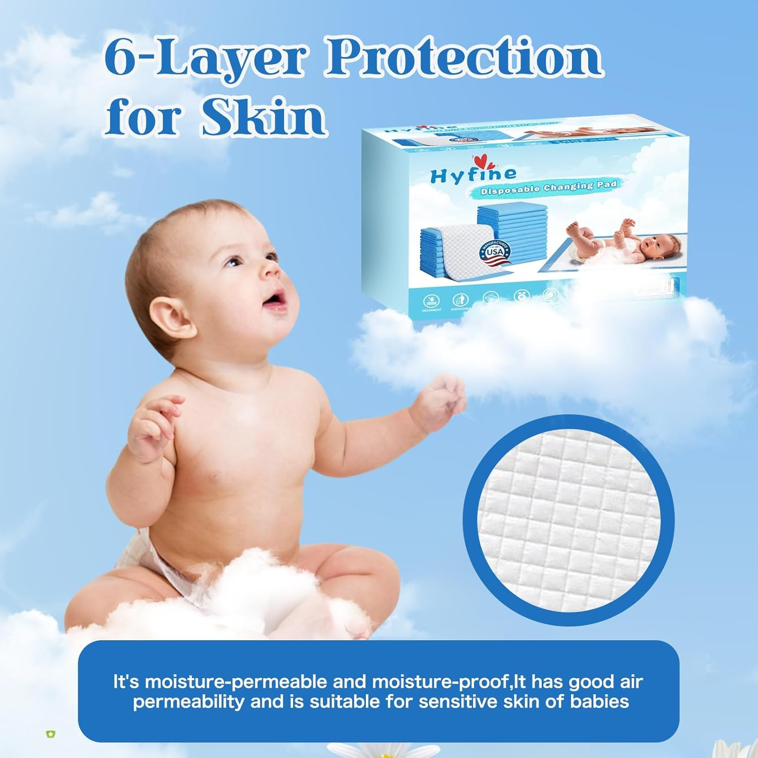 Baby Disposable Changing Pads 100 Pack Disposable Baby Underpads，Super Soft Ultra Absorbent Waterproof Mat 13 X 18 In image number 1