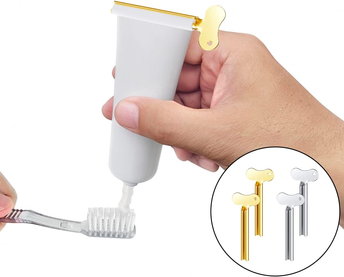 Toothpaste Squeezer, 4PCS Metal Roller Squeezer Tube Squeezer for Paint, Cosmetic and Hair Dye (Gold & Silver) image number 3