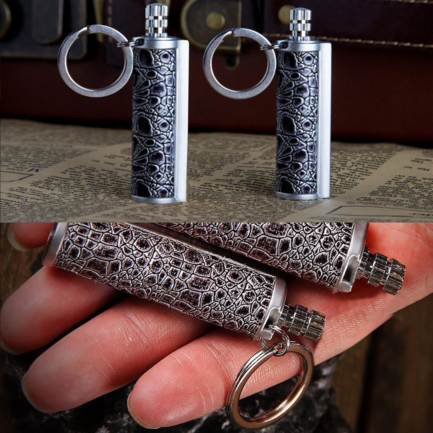Fire Starter Lighter Waterproof Metal Keychain Camping Survival Fire Starter image number 2