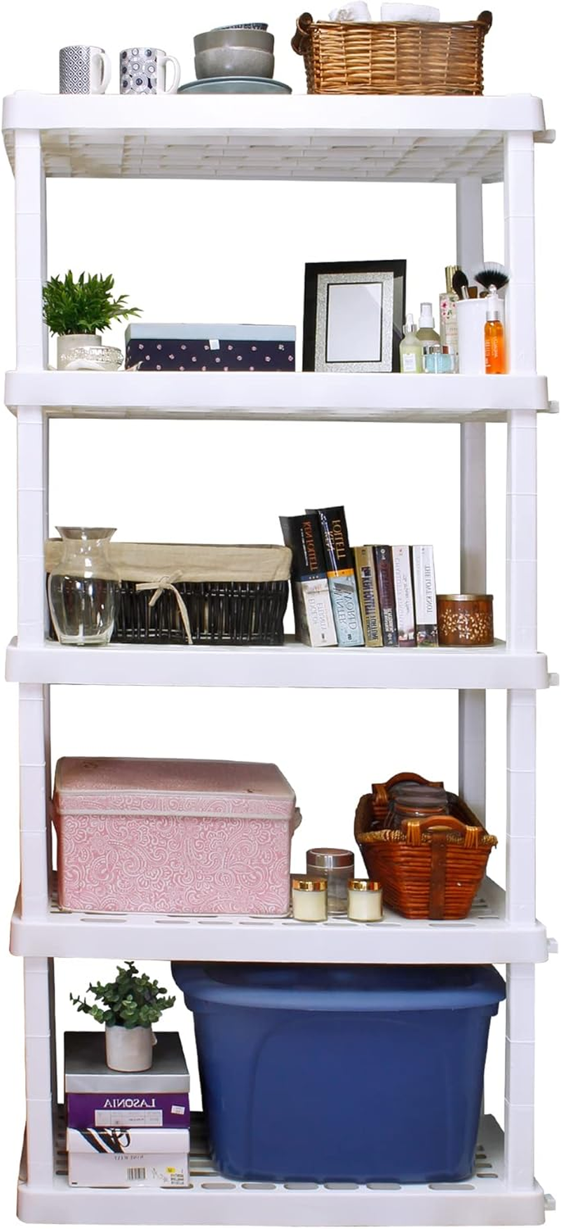 Oskar 5-Tier White Heavy-Duty Storage Shelf | Shelving Unit for Garage, Warehouse, or Home | Multi-Tier Storage Rack | Display Shelves image number 5