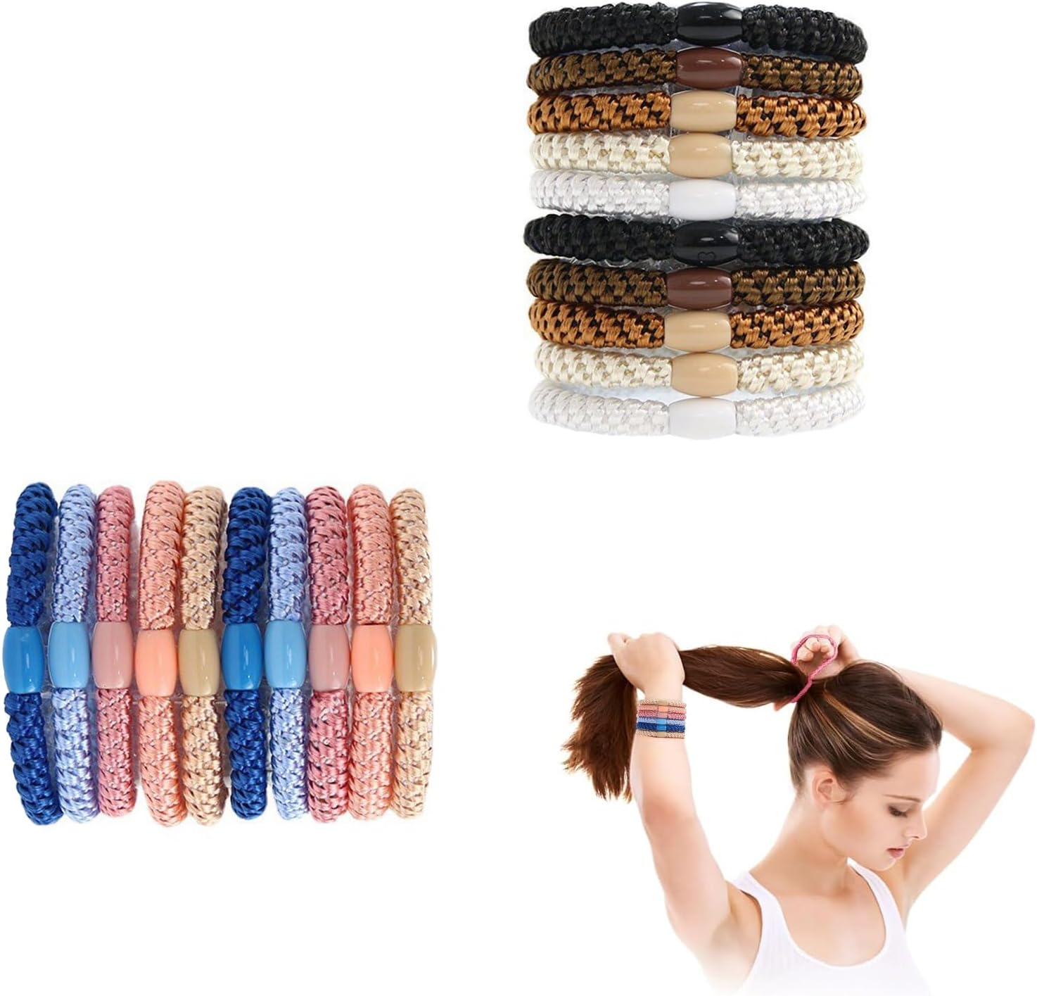 LINTRA Hair Scrunchie Set, Pack of 20 Hair Bobbles Girls, Fashionable Hair Scrunchie, Colourful, Elastic Knitted Scrunchie, Suitable for Women and Girls image number 6