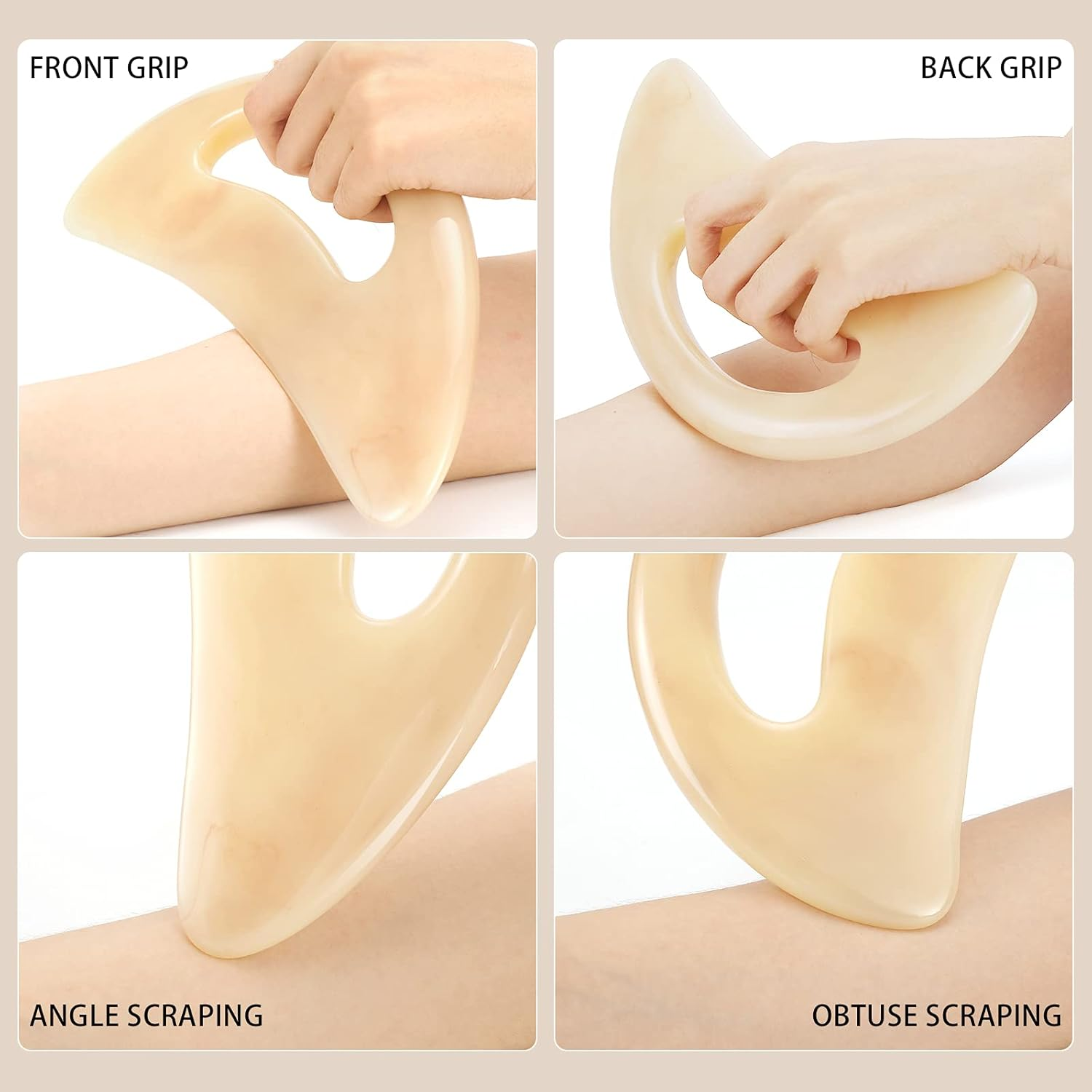 Large Gua Sha Massage Tool, Lymphatic Drainage Massager,Muscle Scraping Massage Tools,Body Sculpting anti Cellulite Tools for Man and Women (Bone) image number 5