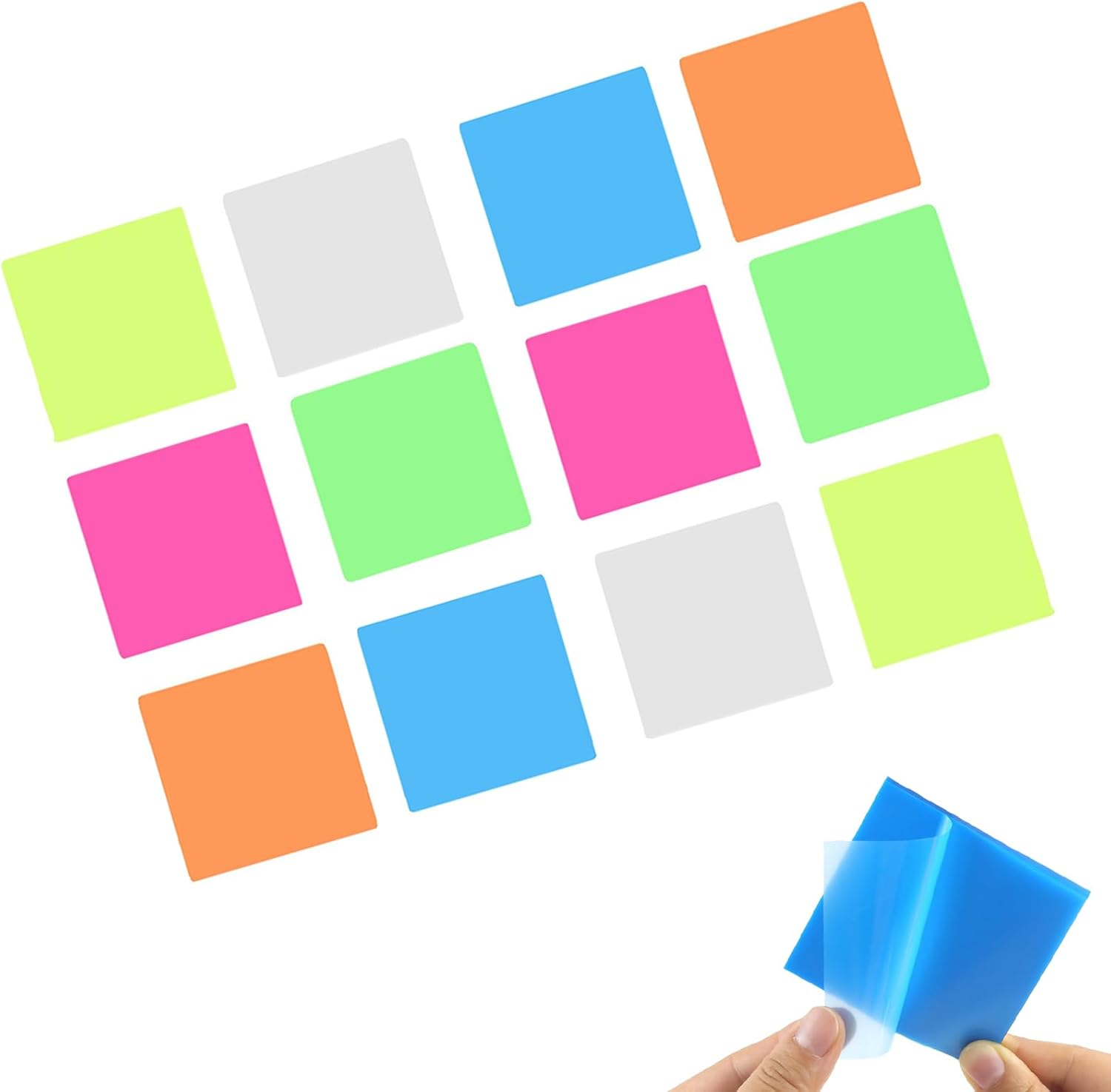 12 Pads Colorful Clear Sticky Notes - 75X75Mm Self Adhesive Transparent Notes for Office School Home Use image number 6