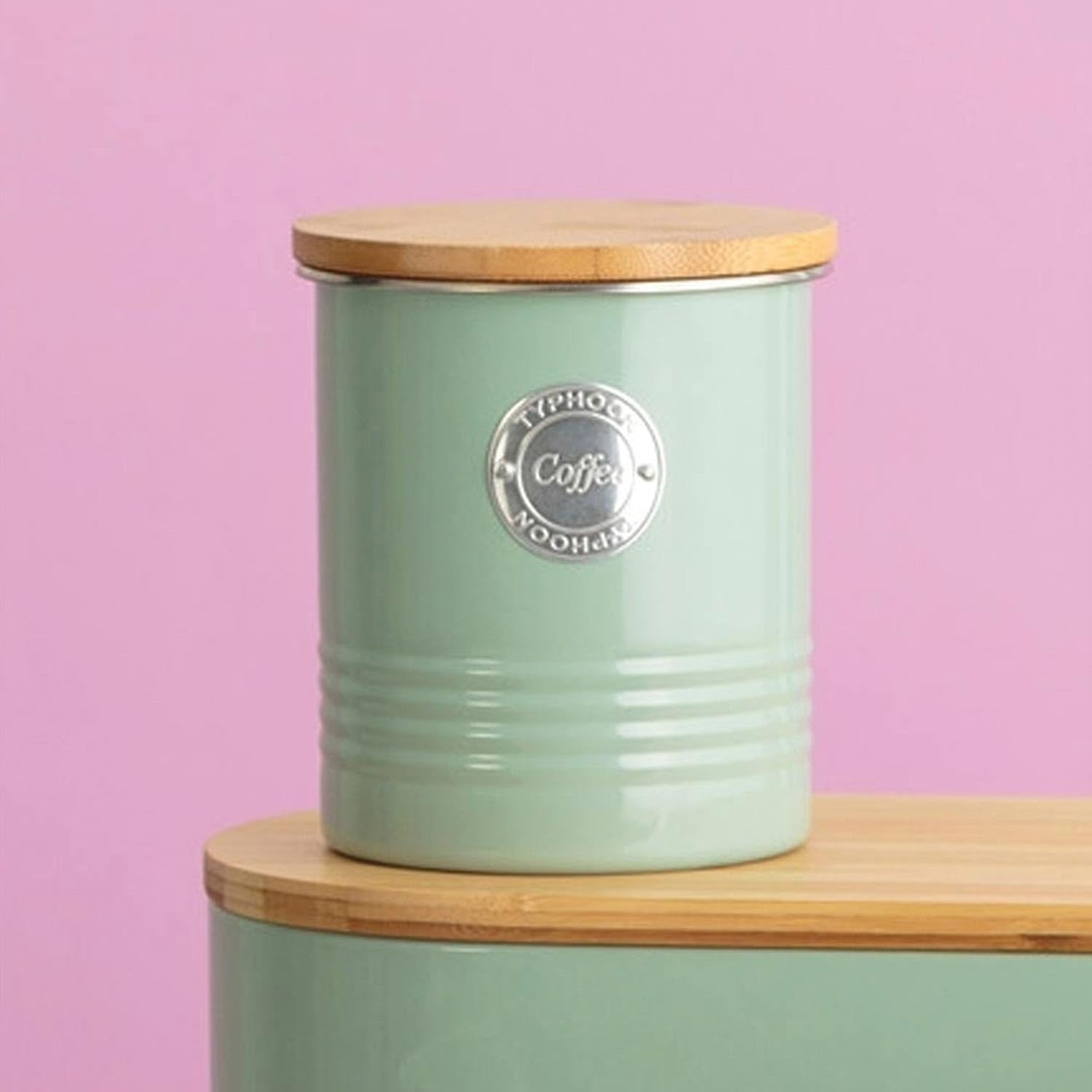 Typhoon Living Coffee Canister Sage with Bamboo Wood Lid, 1 Litre image number 3