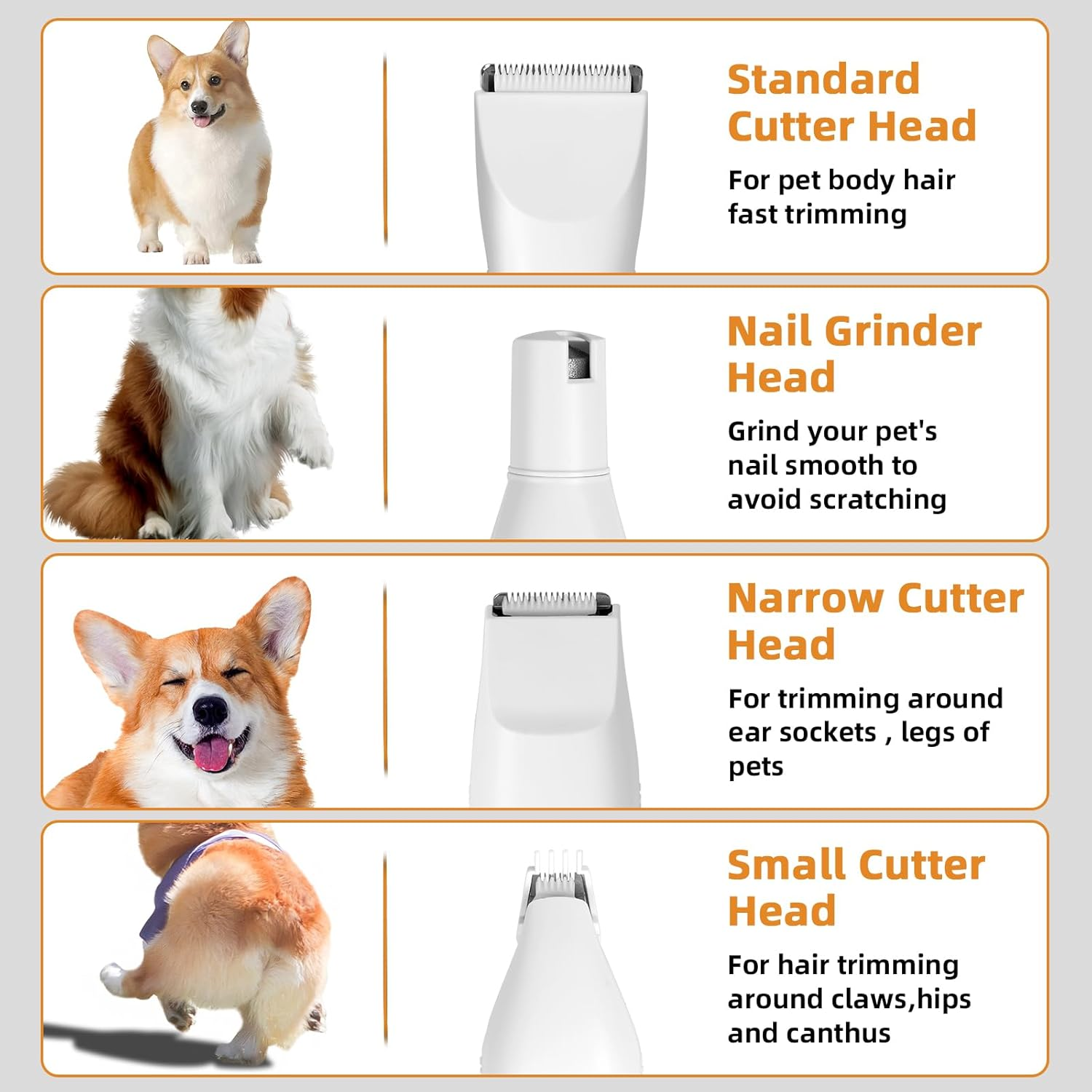 Dog Clipper, 4-In-1 Quiet Pet Hair Trimmer, Professional Clipper, Dog Cat with LED Display, Rechargeable Clipper, Dog Set for Dogs, Cats, Paws, Eyes, Ears, Face, Body image number 2